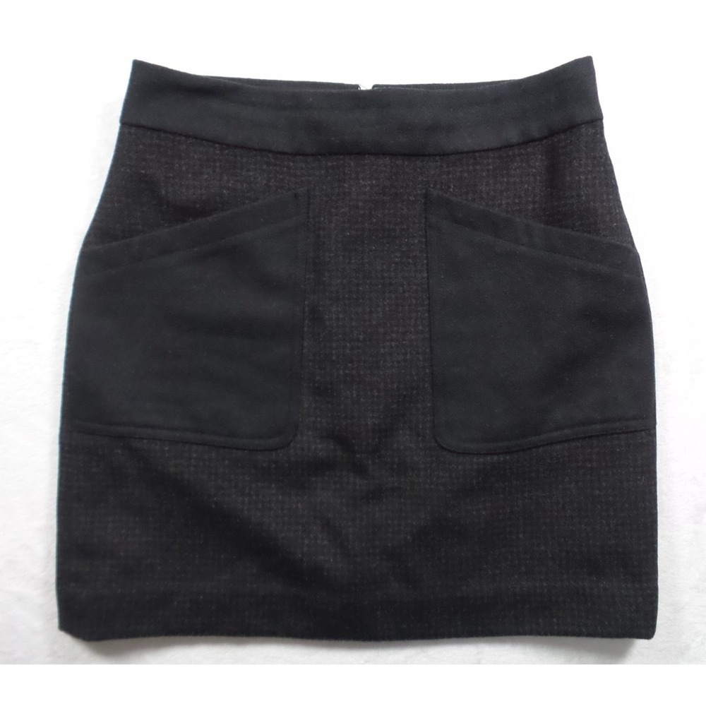 J. Crew Skirt Womens Size 0 Black Mini Wool Blend Lined Pockets Zipped